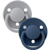 Bibs - Ciuccio De Lux Rotondo Silicone Blu Polvere/Blu Acciaio 0-36 m Taglia Unica Confezione 2 Pezzi