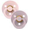 Bibs - Ciuccio Colour Rotondo Lattice Rosa/Lilla Scuro 0-6 m Taglia 1 Confezione 2 Pezzi