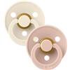Bibs - Ciuccio Colour Rotondo Lattice Avorio/Rosa Cipria 0-6 m Taglia 1 Confezione 2 Pezzi