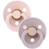 Bibs - Ciuccio Colour Rotondo Lattice Rosa/Lilla Scuro 6+ m Taglia 2 Confezione 2 Pezzi