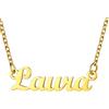 U7 Collana con Nome per Donna e Ragazza in Acciaio Inossidabile Collana con Nome Laura Collana Donna Placcato Oro 18K Ciondolo con Nome Regalo per Donna e Ragazza Compleanno San Valentino