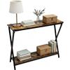 Relaxdays Console Relaxdays, HxLxP: 80 x 100 x 30 cm, Metallo, MDF, Console per Ingresso, tavolino con 2 Ripiani, Marrone/Nero