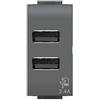 4Box, USB 2.4, Presa USB da muro 2.4 Ampere, Compatibile con Bticino Livinlight, Antracite