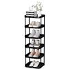 Altdnmaf Scarpiera stretta a 6 livelli, supporto compatto singolo per spazio sottile, impilabile, alta e sottile, ripiani verticali in plastica, per corridoi, cucine, camere da letto, organizer per
