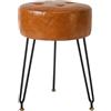 IBUYKE Faux Leather rotondo poggiapiedi sgabello, trucco Vanity Sgabello Side Table, PU Makeup Table Seat, Pouf Couch Sgabello, gambe in acciaio oro, marrone chiaro L/G-31J