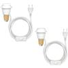 ledscom.de 2 pezzi lampada da tavolo in sughero FLAKO con interruttore e cavo tessile, bianco, 1x E27 max. 60W, senza bottiglia, senza lampadina