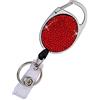 TopHomer Bling Strass - Bobina retrattile per badge con clip da cintura e portachiavi, con cordino fino a 61 cm, regalo per donne e ragazze, confezione da 1, colore: Rosso