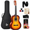 Pyle Chitarra Acustica ¾ 91 cm per Bambini e Principianti, Guitar Kit Completo con Plettri, Tracolla, Custodia, Panno Pulizia e App Accordatore, Chitarra Marrone Sfumato