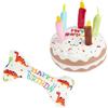 Ziyonix 2 Pezzi Giocattoli per Cani, Osso di Compleanno Regalo + Torta Giocattolo da Masticare Set per Cani Piccoli e Medi, Gioco Cartilagine Durevole, Ideale per Festeggiare e Allenare i Denti