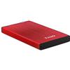 TOOQ TQE-2527R - Custodia per dischi rigidi HDD da 2,5, (SATA I/II/III fino a 9,5 mm di altezza, USB 3.0), alluminio, indicatore LED, rosso, 50 g.