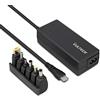 VulTech AU-70W Alimentatore Universale per Notebook Autosettante con 6 Tips Connettori Intercambiabili, Compatibile con Asus, Samsung, Acer, Toshiba, Dell, Lenovo, HP, Ricarica Sicura e Veloce