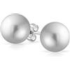 Nenalina Orecchini A Perno Donna Con Perle Grigie 12mm - Gioielli In Argento Sterling 925, Eleganti E Classici, 842404-193