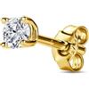 Orovi Orecchini Donna/Orecchino Uomo Argento 925 Placcato Oro 18KT, Mono Orecchino a Lobo con Moissanite Ct 0,50, Piercing Orecchio Anallergico in Scatola Portagioie
