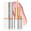 Lestpola Rossetto glitterato oro rosa, smooth nourishing labbra con finitura metallizzata, lunga durata, impermeabile Lip Liner & Lipstick 2 in 1, texture cremosa, altamente pigmentato, rossetto di emergenza
