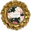 Laura Ashley Round Resin Ornate Flower Design Picture Frame with Beaded Border, for Tabletop and Wall Display, Floral Home Décor (Gold)