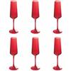 Villa d'Este Home Tivoli 1996 Set 6 flûte 250 ml in vetro, lavorazione righe verticali, rosso, Optic