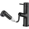 HURRAN Rubinetto da Bagno Estraibile, Miscelatore Monocomando per Lavabo con 2 Modalità, Rubinetto per Lavello da Utilizzo Generale, Acciaio Inox, Nero Opaco