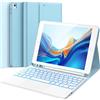 CHESONA Custodia per iPad 9/8/7 Generazione 10.2, Con Tastiera QWERTZ Rimovibile, Touchpad, Illuminazione a 7 Colori, 2 Canali BT, Blu