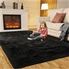 SUBEEN tappeto soggiorno, moquette camera da letto Soggiorno moderno tappeto Shaggy tappeto soggiorno Grande tappeto antiscivolo Camera da letto dei bambini (80x120cm, nero)
