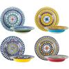 HENXFEN LEAD Set di 4 piatti fondi in porcellana, 550 ml, piatti per pasta con bordo largo per insalata, zuppa, cereali, pasta, stile bohémien