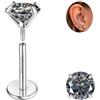 Sllaiss Orecchini Moissanite Uomo Donna in Titanio G23 Punto Luce Diamante Brillante VVS1 Certificata D Color Oro 18K Orecchino Singolo a Lobo Anallergici Senza Nichel Piercing 0.6 CT