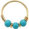Monster Piercing 9K giallo oro tripla turchese perle 22 Gauge Hoop naso anello Piercing da naso