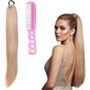 Kaiyzo Coda Capelli Extension con Elastico 60cm con Pettine di Acciaio per Parrucche Capelli Finti per Acconciature Parrucca Bionda Code Finte per Capelli per Donne Sintetici Posticci Finta