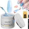 Aokitec Gel costruttore Aokitec da 60 g con cartine per unghie e pennello: gel rigido peel-off UV/LED glitterato blu per estensione unghie,scultura e splendidi disegni glitterati,set manicure per domestico
