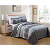Luxury Home Collection - Set di 3 pezzi copriletto trapuntato reversibile per letto king size/California king size/California king/set moderno plaid blu grigio bianco
