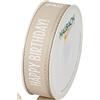 Halbach Nastro in seta HAPPY BIRTHDAY, larghezza 25 mm, lunghezza 18 m, nastro regalo di compleanno, nastro per decorazioni di compleanno, colore: lino e bianco