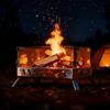 CCLIFE Braciere da Esterno Pieghevole e Portatile con Vetroceramica, Braciere da Giardino con Griglia, Fuoco da Campo per Campeggio, Focolare in Acciaio Inossidabile