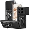 Yutwo Cover per Honor 400 Smart 5G/Honor X7D 5G, Custodia per Honor 400 Smart 5G/Honor X7D 5G Antiurto Scorrevole Protezione Fotocamera Custodia con 361°Rotante Anello Supporto Cover- Nero