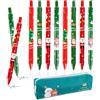 Kuvarix 24 Pezzi Penna a Sfera Natalizia, Penne a Sfera di Natale di Pupazzo di neve di Babbo con Astuccio, Set di penne Bomboniera di Natale per Natale Calza Riempitivi, Scuola Set Regali Natalizi
