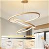 WayLuoung Lampadari LED In Legno Plafoniera, Apparecchio Di Illuminazione In Legno Dimmerabile A 3 Anelli, Lampada A Sospensione A Cerchio Regolabile, Cucina Isola Sala Da Pranzo Soggiorno【20+40+60cm】