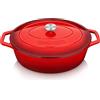 vancasso - Casseruola in ghisa, pentola per il pane, 8 L, diametro di 37 cm, smaltata, con coperchio, per fornelli a gas/in vetroceramica, piano cottura a induzione/forno, rotonda, colore rosso