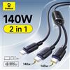 BASEUS Cavo Baseus 140W Cavo dati di ricarica rapida 2 in 1 PD3.1 QC PPS Cavo USB C a doppio tipo C per tablet portatile Samsung iPhone 17 16