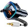 Witfoam Ricevitore Bluetooth per Auto Aux 5.4, Jack AUX 3,5 mm, Ricarica Rapida 42W (PD 30W & QC 12W), Supporta Chiamate in Vivavoce, Musica Hi-Fi RGB, Luce LED, Compatibile con Smartphone e Auto
