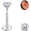 Sllaiss Orecchini Moissanite Uomo Donna in Titanio G23 Punto Luce Diamante Brillante VVS1 Certificata D Color Oro 18K Orecchino Singolo a Lobo Anallergici Senza Nichel Piercing 0.2 CT
