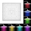SOULONG Soffione doccia fisso quadrato, 20,3 cm, a LED, soffione doccia a cascata in acciaio al carbonio, soffione regolabile per bagno, soffione a cascata con 7 colori che cambiano accessori per la casa