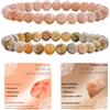 Bivei 2 Pezzi 8mm Bracciale Donna - Sunstone, Giada Corallo - Bracciali con Elastico con Pietre Naturali, Gioielli con Perline Fatto a Mano per Yoga, Meditazione, Protezione e Regalo