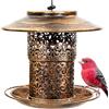 BPYOT Mangiatoia per uccelli da appendere per esterni, porta tre tazze d'acqua (bronzo)