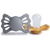 FRIGG Lucky Confezione da 2 ciucci | Ciuccio in silicone | Senza BPA | Prodotto in Danimarca | Ciuccio simmetrico | Great Gray/Honey Gold (Taglia 2 (6-18 Mesi))