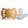 FRIGG Lucky Confezione da 2 ciucci | Ciuccio in silicone | Senza BPA | Prodotto in Danimarca | Ciuccio simmetrico | Honey Gold/Cream (Taglia 1 (0-6 Mesi))