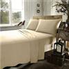 Poligino Lenzuola Una Piazza e Mezza 140x190/200cm - Completo Lenzuola 4 Pezzi in Microfibre - Lenzuolo con Angoli - Lenzuola Sopra - 2 Federa 50x80 - Beige