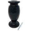 OPTIMUM Vaso da fiori commemorativo per cimitero, in plastica (granito più nero), con picchetto in metallo, decorazione per tombe, porta fiori per lapide, giardino e cortile