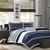 MI ZONE KIDS Mi-Zone, copripiumino moderno e casual, con motivo a blocchi di colore, per tutte le stagioni, biancheria da letto per ragazzi, decorazione per la camera da letto dei ragazzi, per letto queen size, colore: blu navy Ashton 4 pezzi