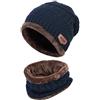 XYIYI Blu Cappello Bambini Invernale e Sciarpa, 2 Pezzi di Caldo Berretto Lavorato a Maglia Cappelli Beanie Sciarpa per 5-14 Anni Ragazzi e Ragazze