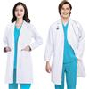 FAHAKO Camice da Laboratorio Camice Medico Donna Uomo, Camice Bianco da Laboratorio Cotone Camice Laboratorio Chimico Maniche Lunghe Camice Dottore No Stiro Camici Laboratorio Camice da Lavoro, XXL