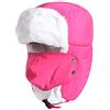BXT Cappello Invernale Unisex per Bambini dai 5 ai 15 Anni, Foderato in Pelliccia Termica con Aletta per Le Orecchie, Antivento, Copertura per la Bocca, Neve, Sci, Snowboard, Pilota Aviatore Rosa
