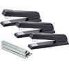 Bostitch Office No-Jam - Cucitrice da tavolo, striscia intera, colore nero, 1.250 punti metallici inclusi, confezione da 3